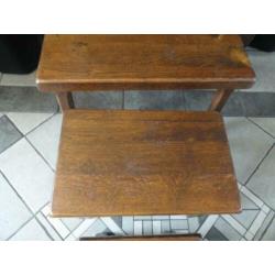 Massief Eikenhouten Bijzettafel Set (3-Delig)