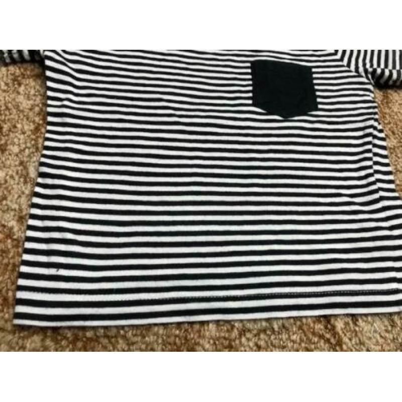 T-shirt maat 86 korte mouw donker blauw/wit