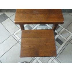 Massief Eikenhouten Bijzettafel Set (3-Delig)