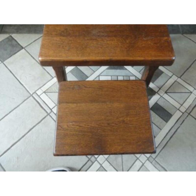 Massief Eikenhouten Bijzettafel Set (3-Delig)