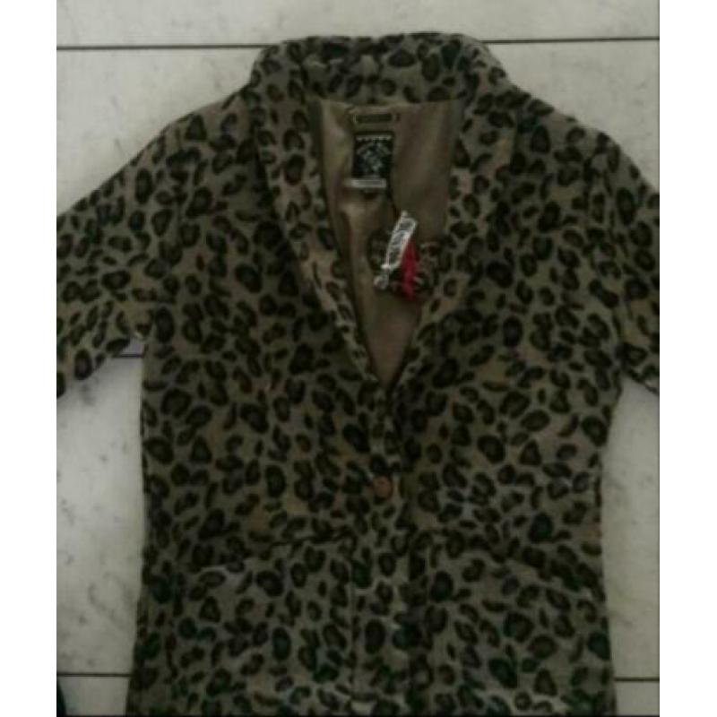 Carnavals jas/blazer tijgerprint maat 176