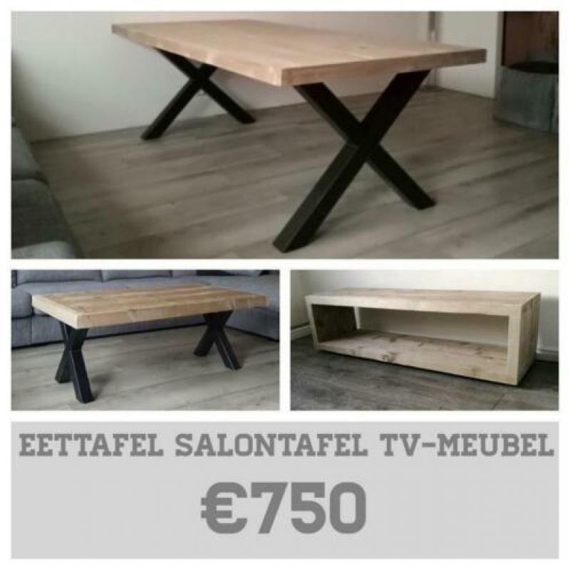 Tv-meubel balken steigerhout met staal
