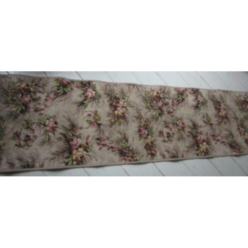 aparte Franse loper met roze rozen brocante landelijk 350x60