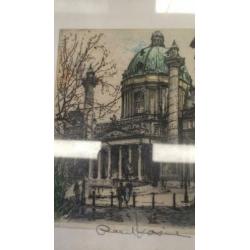Antieke tekening schilderijtje plaatje uit Wenen kunsthandel