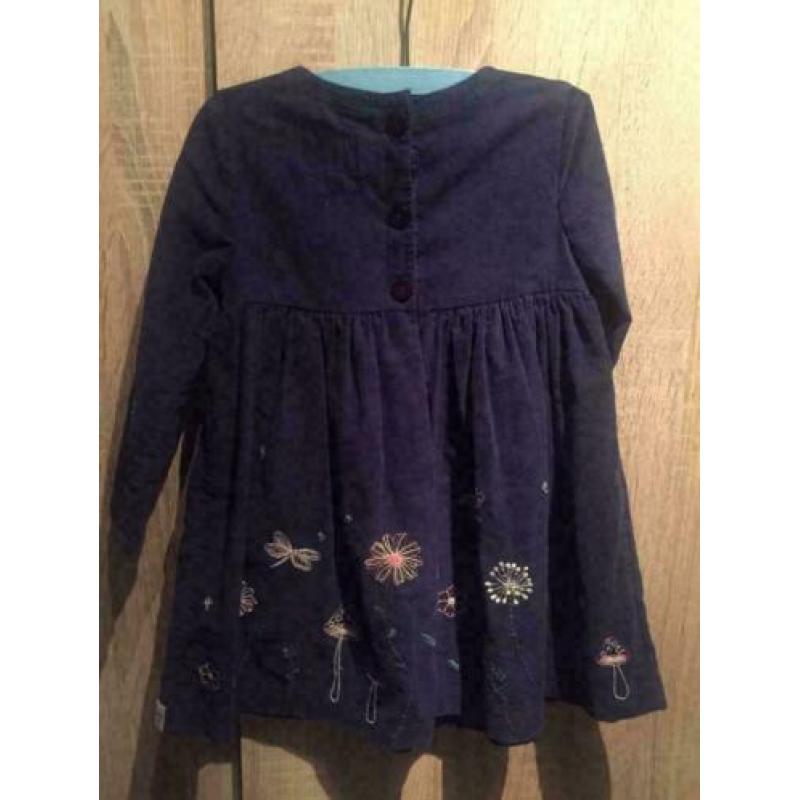 Blauw meisje rib jurk, maat: 92/98