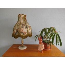 Hollywood regency, boho, vintage tafellamp, marmer&messing