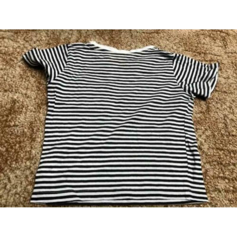 T-shirt maat 86 korte mouw donker blauw/wit