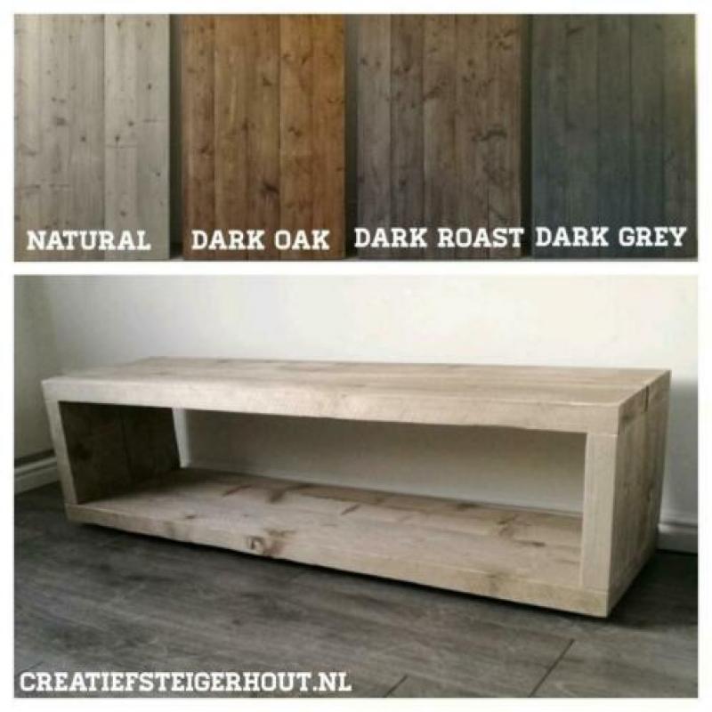 Tv-meubel balken steigerhout met staal