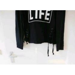 Zwarte trui / sweater Coolcat Love Life maat XL NIEUW