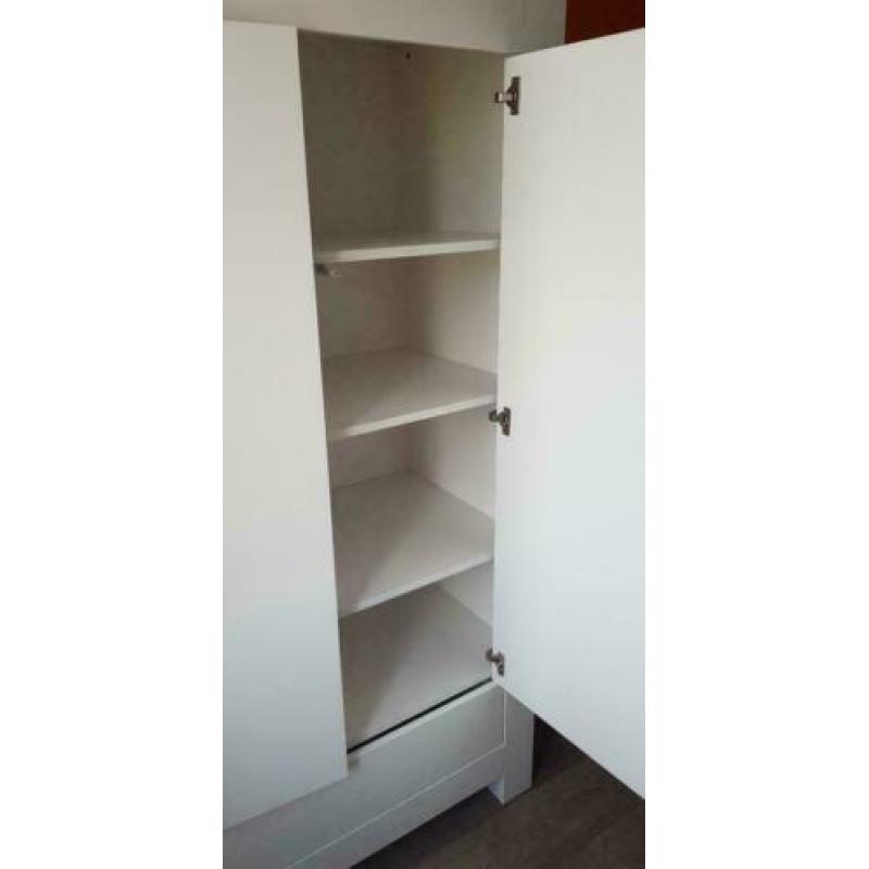 Kledingkast, commode en wandrek (hoogglans, wit)