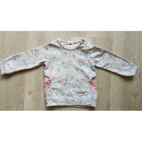 Leuke sweater meisjes roze grijs met bloemprint maat 74