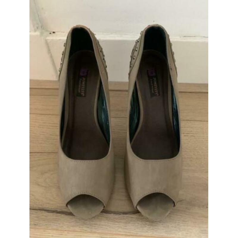 Kakigroene peep-toe pumps maat 40