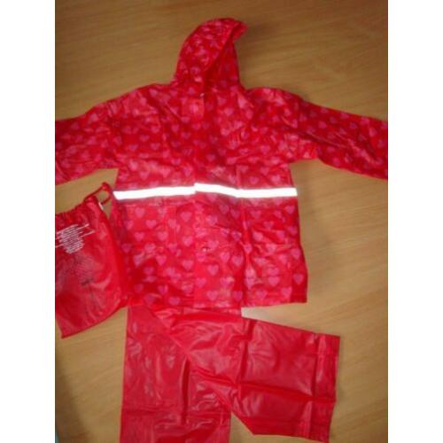 rood hartjes regenpak 110/116