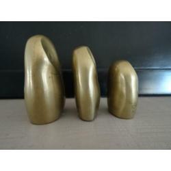 Set van 3 vintage uiltjes - koper of messing
