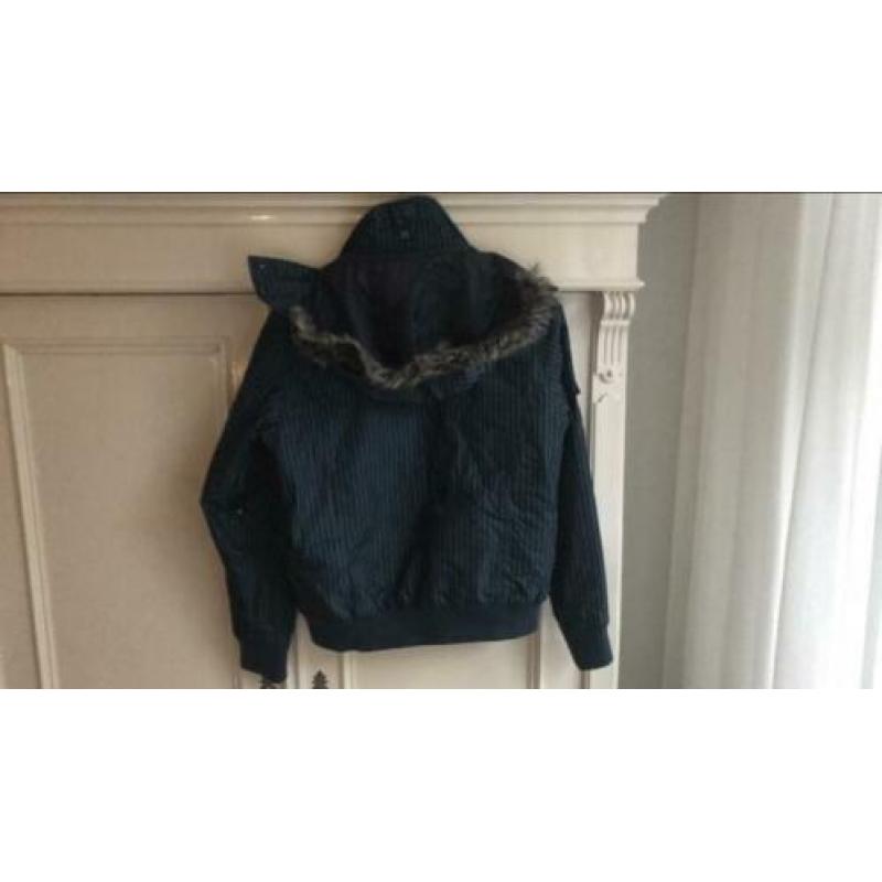Skijas jas ski mt 40/42 donker blauw met lichtblauwe streep