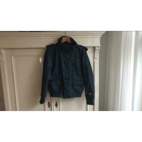 Skijas jas ski mt 40/42 donker blauw met lichtblauwe streep