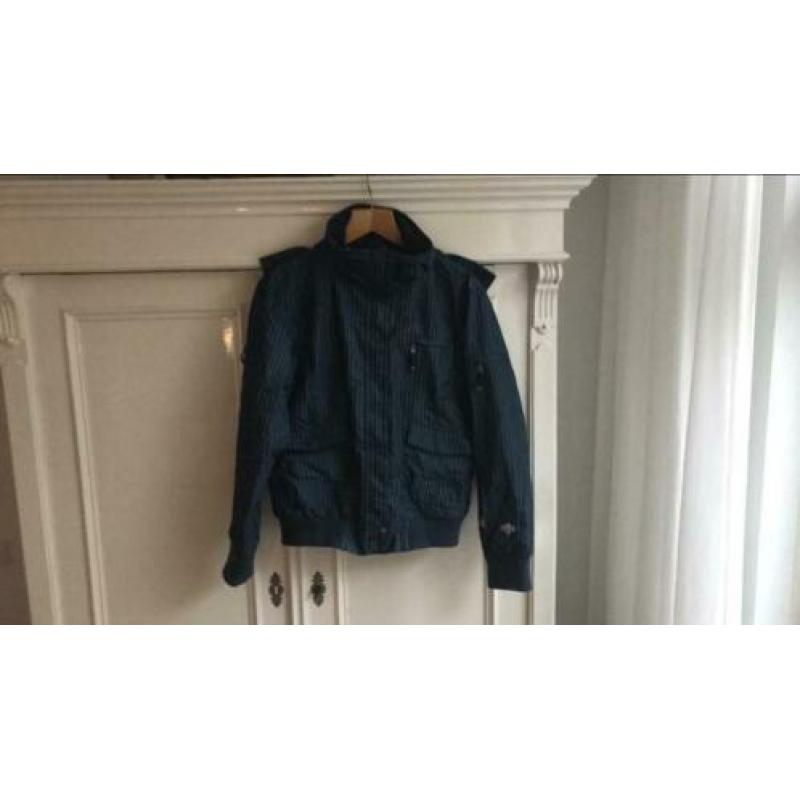 Skijas jas ski mt 40/42 donker blauw met lichtblauwe streep