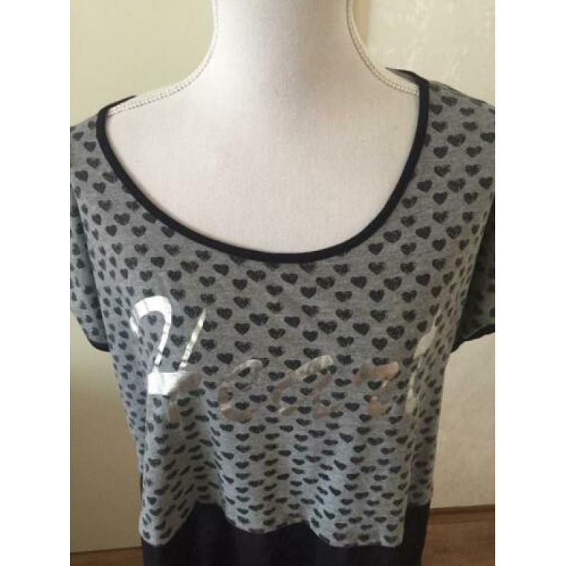 450. Ms Mode Top Grijs/Zwart ZGAN maat 50