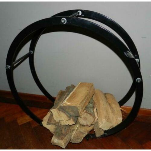Zwart rond rek voor openhaard hout