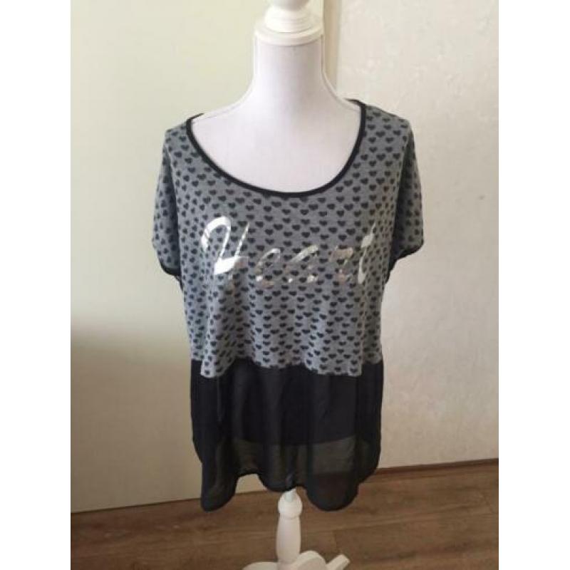 450. Ms Mode Top Grijs/Zwart ZGAN maat 50