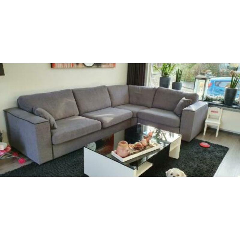 Nette stoffen Grijze hoekbank 305x215