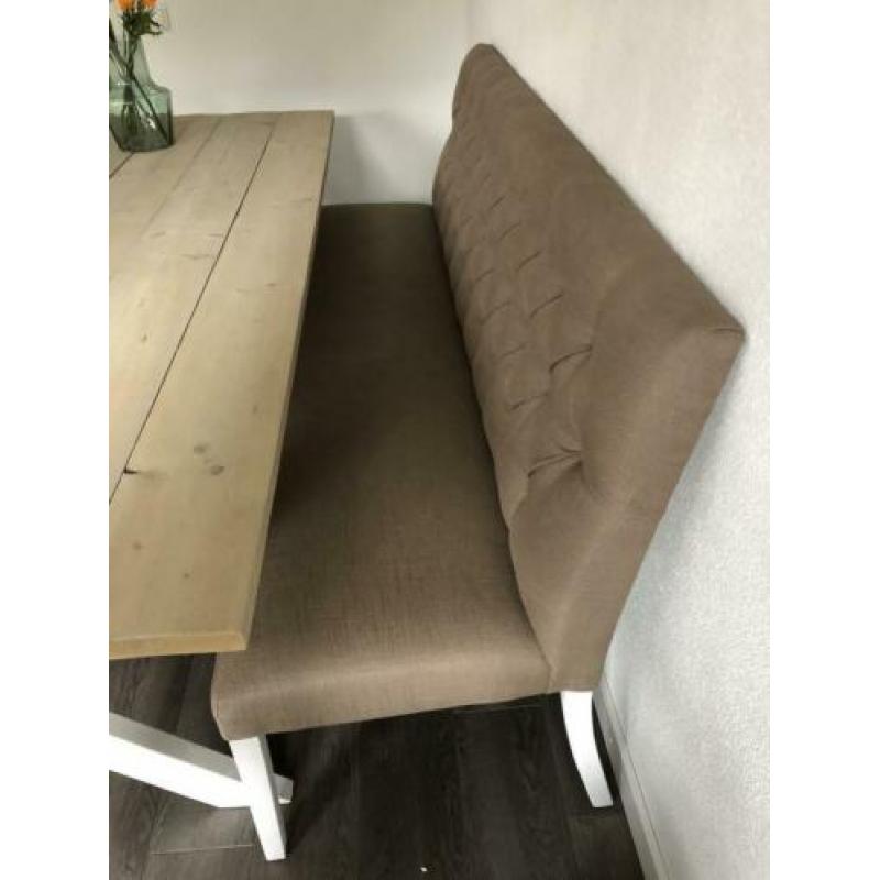 Eetkamerset: Bank + tafel + stoelen
