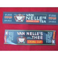 2 Van Nelle thee labels.China cup TEA Export Uit 1952