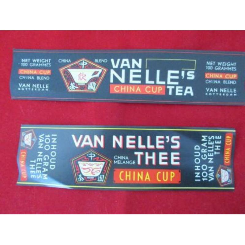 2 Van Nelle thee labels.China cup TEA Export Uit 1952
