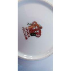 Vintage Percelein servies met zilveren rand 12 delig