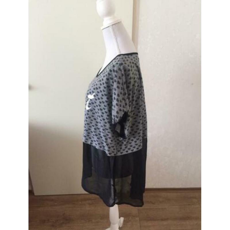 450. Ms Mode Top Grijs/Zwart ZGAN maat 50