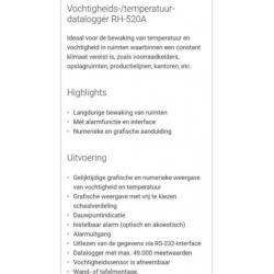 Extech RH520A-220 Luchtvochtigheidsmeter (hygrometer)