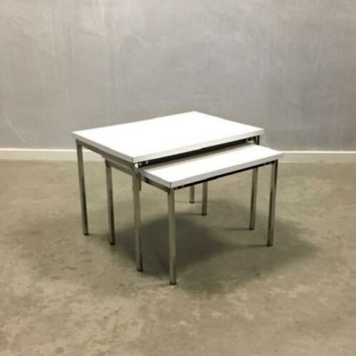 Jaren 70 bijzettafels 2x vintage mimiset design retro tafels