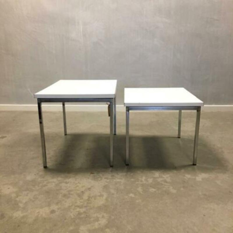 Jaren 70 bijzettafels 2x vintage mimiset design retro tafels
