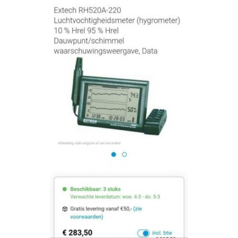 Extech RH520A-220 Luchtvochtigheidsmeter (hygrometer)