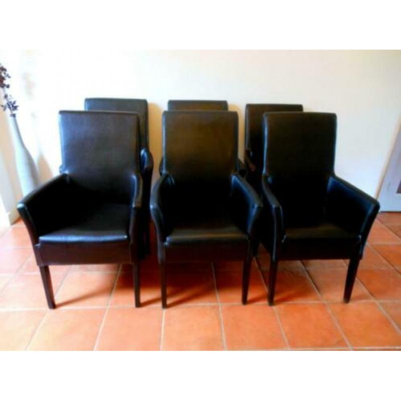 6 eetkamerstoelen leer