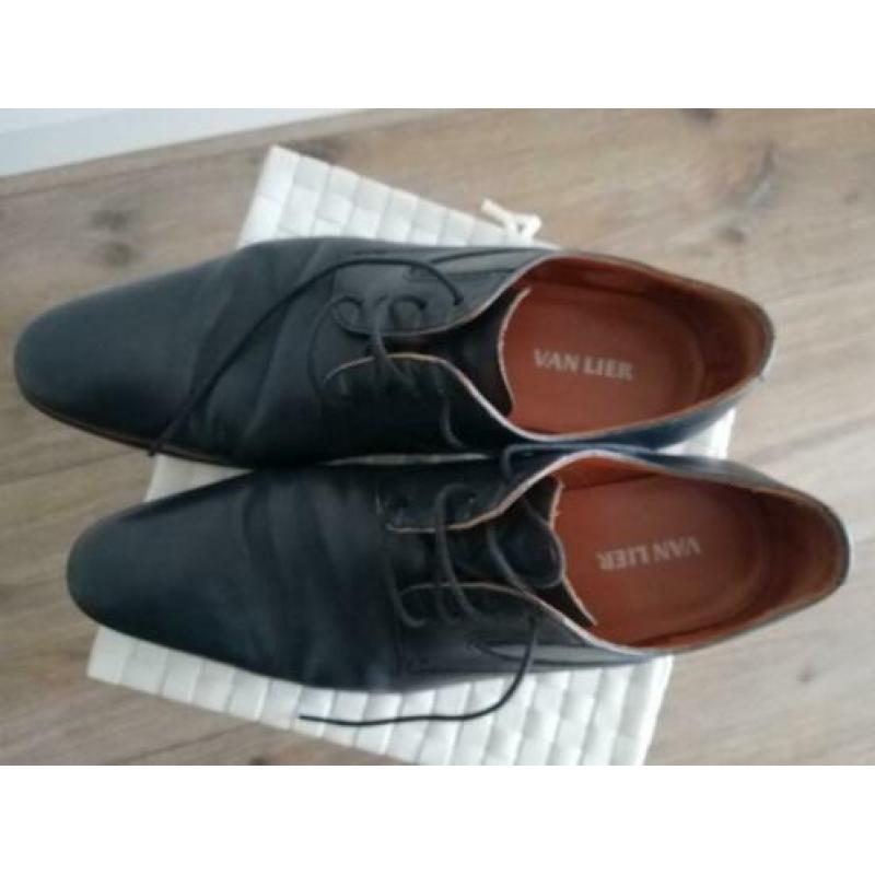 Van Lier - blauwe leren herenschoenen - mt 8 (UK) / 42 (EU)