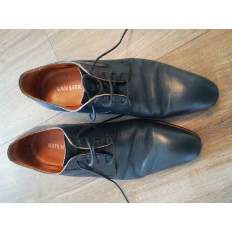 Van Lier - blauwe leren herenschoenen - mt 8 (UK) / 42 (EU)