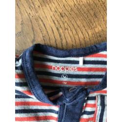 4 Noppies kledingsetjes blauw/grijs/rood