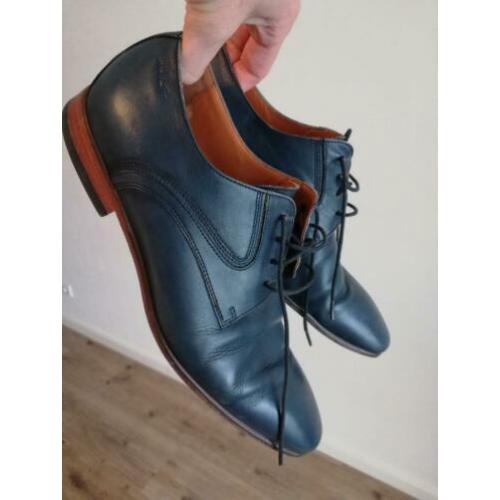 Van Lier - blauwe leren herenschoenen - mt 8 (UK) / 42 (EU)