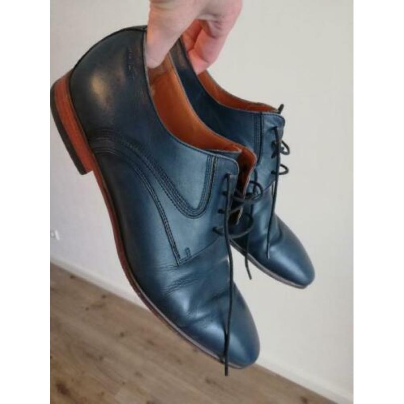 Van Lier - blauwe leren herenschoenen - mt 8 (UK) / 42 (EU)