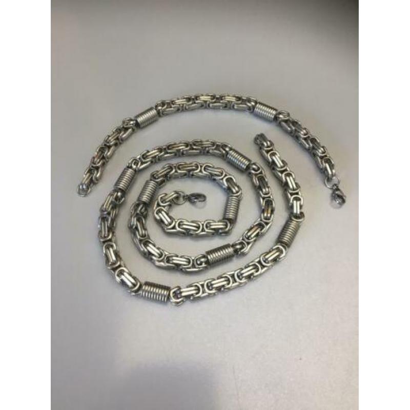 Mooie zware edelstalen koningsketting set