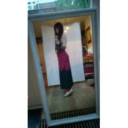 Vintage wijde wikkel broek rood met zwart