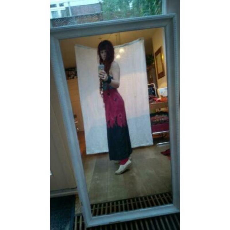 Vintage wijde wikkel broek rood met zwart