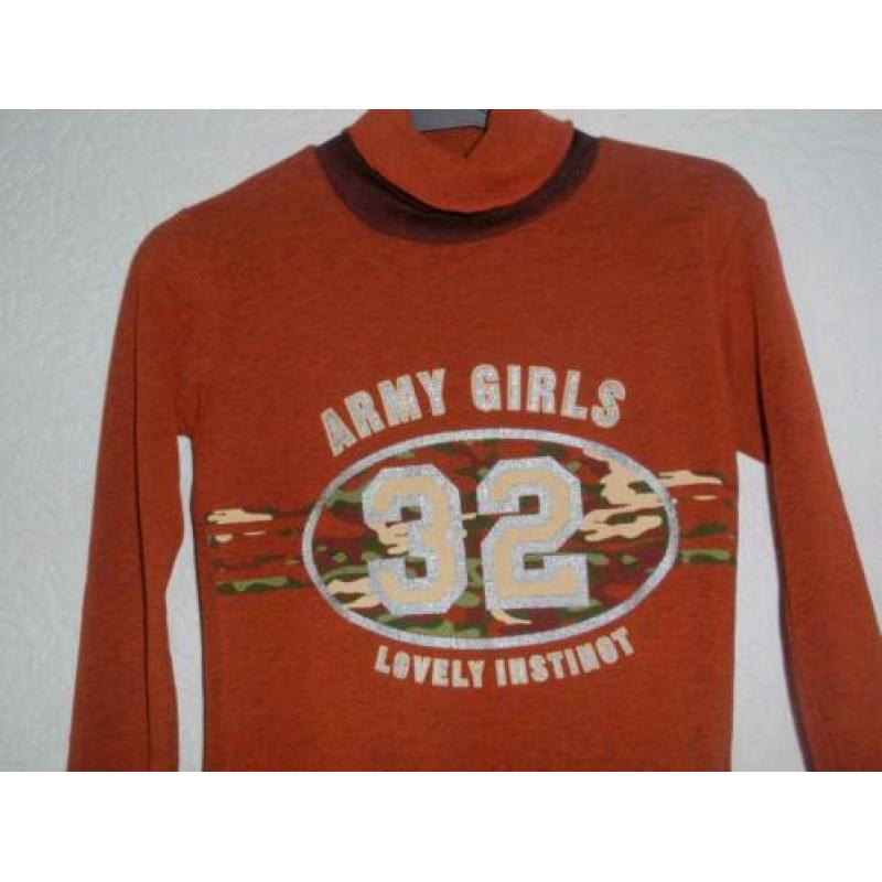 Maat 128 - lees army girls - oranje met print