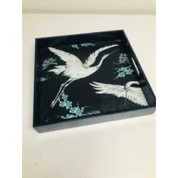 serving tray dienblad met kraanvogels Hollywood Regency