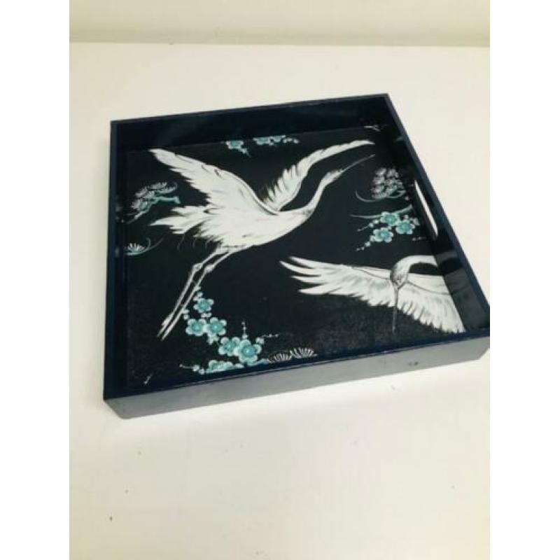serving tray dienblad met kraanvogels Hollywood Regency