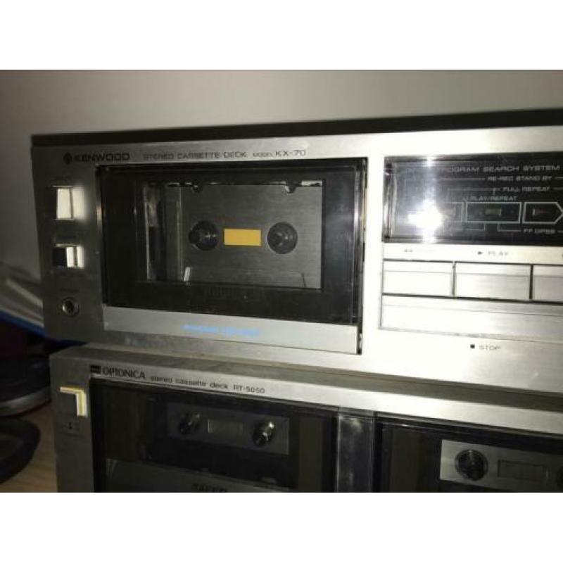 2 cassettedeck; Kenwood KX 70 en Optonica RT-5050