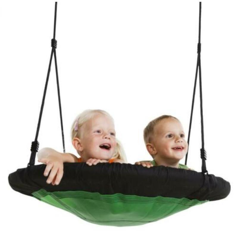 nest schommel rond groen/zwart, blauw/zwart