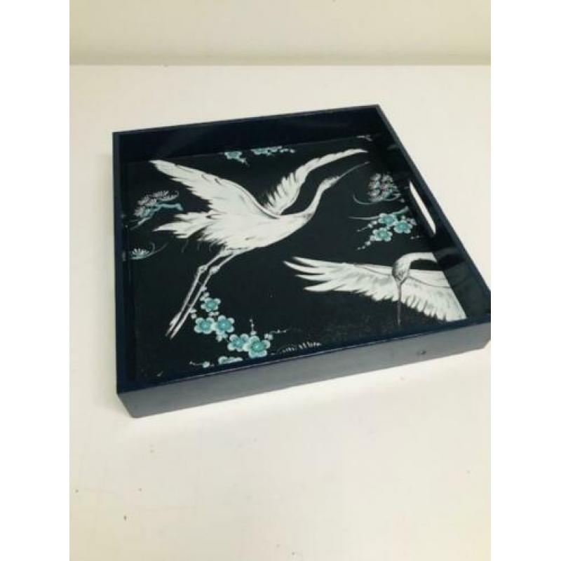 serving tray dienblad met kraanvogels Hollywood Regency