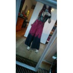 Vintage wijde wikkel broek rood met zwart